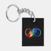 Porte-clés Symbole d'infini avec plume arc-en-ciel (Devant gauche)