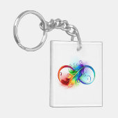 Porte-clés Symbole d'infini avec plume arc-en-ciel (Devant gauche)
