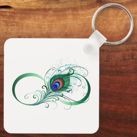 Porte-clés Symbole d'infini avec plume de paon (Verso)