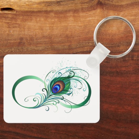 Porte-clés Symbole d'infini avec plume de paon (Recto)