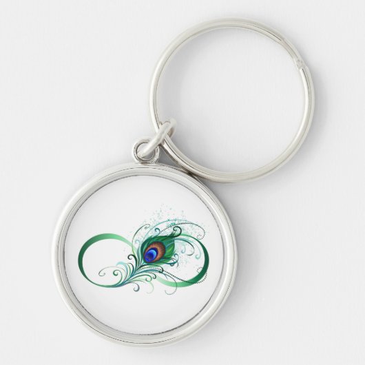Porte-clés Symbole d'infini avec plume de paon (Devant)