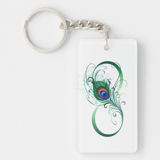 Porte-clés Symbole d'infini avec plume de paon (Devant)