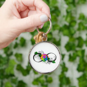 Porte-clés Symbole d'infini avec Rose arc-en-ciel (Main)
