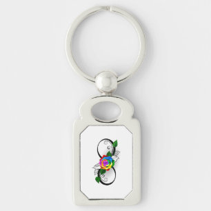 Porte-clés Symbole d'infini avec Rose arc-en-ciel