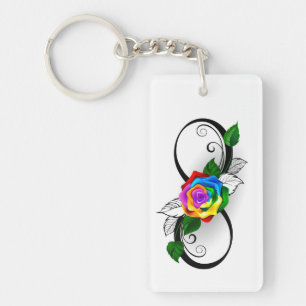 Porte-clés Symbole d'infini avec Rose arc-en-ciel