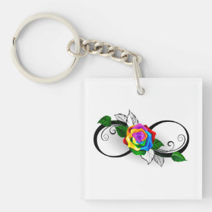 Porte-clés Symbole d'infini avec Rose arc-en-ciel