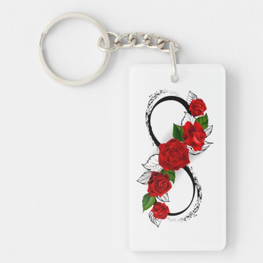 Porte-clés Symbole d'infini avec roses rouges (Devant)
