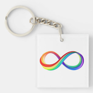 Porte-clés Symbole d'infinité arc-en-ciel stratifié