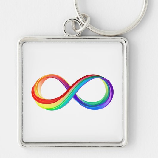Porte-clés Symbole d'infinité arc-en-ciel stratifié (Devant)