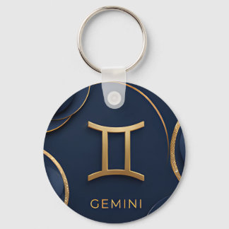 Porte-clés Symbole du zodiaque Gémeaux Luxe Or Céleste Astrol