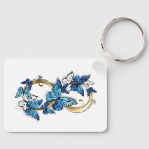 Porte-clés Symbole infini de papillons Morpho bleus