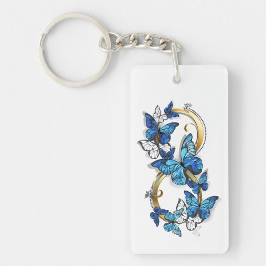 Porte-clés Symbole infini de papillons Morpho bleus (Devant)