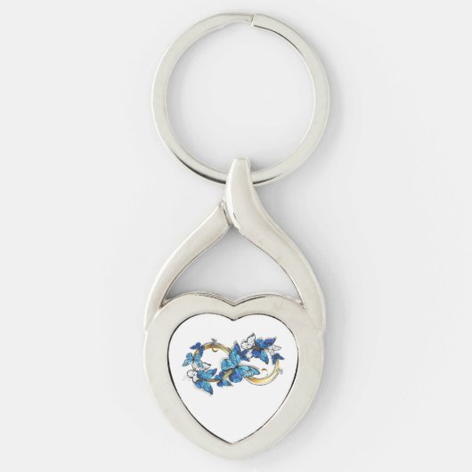 Porte-clés Symbole infini de papillons Morpho bleus (Devant)