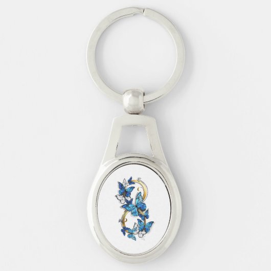 Porte-clés Symbole infini de papillons Morpho bleus (Devant)