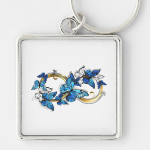 Porte-clés Symbole infini de papillons Morpho bleus