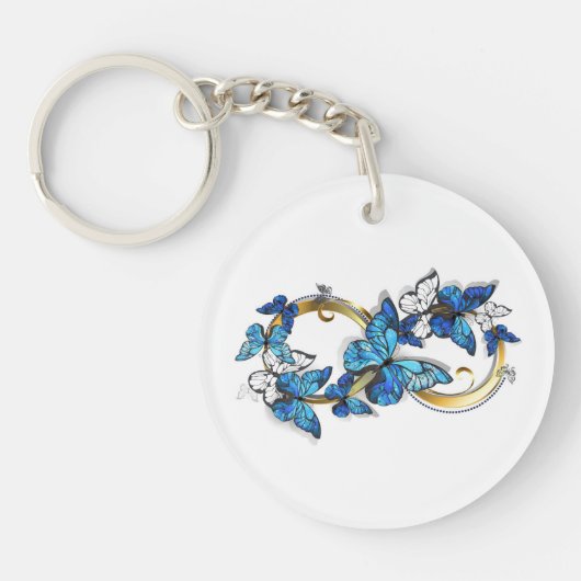 Porte-clés Symbole infini de papillons Morpho bleus (Devant)