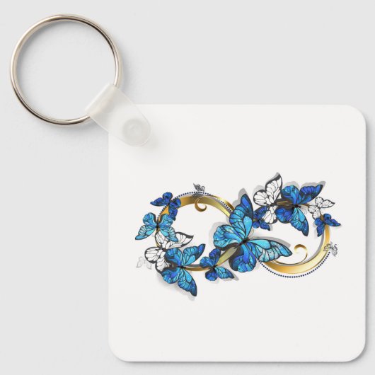 Porte-clés Symbole infini de papillons Morpho bleus (Recto)