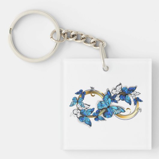 Porte-clés Symbole infini de papillons Morpho bleus (Devant)