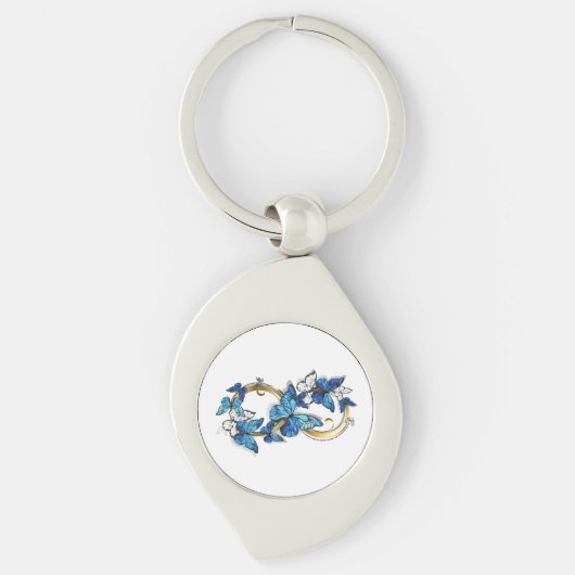Porte-clés Symbole infini de papillons Morpho bleus (Devant)