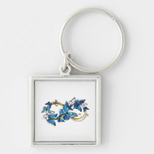 Porte-clés Symbole infini de papillons Morpho bleus