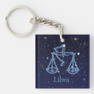 Porte-clés Symbole Libra Constellation et Zodiac avec étoiles