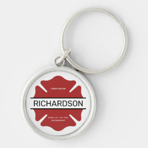 Porte-clés Symbole logo rouge du pompier personnalisé
