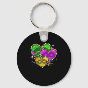 Porte-clés Symbole Mardi Gras Coeur Fleur de lys Mardi Gras