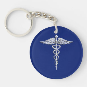Porte-clés Symbole Médicale de caducée de style de chrome s