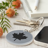 Porte-clés Symbole noir canadien de feuille d'érable (Devant droit)