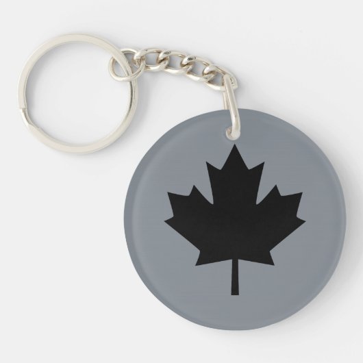 Porte-clés Symbole noir canadien de feuille d'érable (Devant)