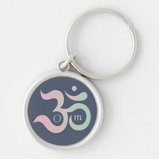 Porte-clés Symbole Om en sanskrit rose pastel vert foncé bleu (Devant)