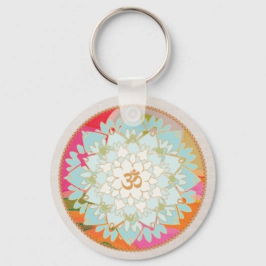 Porte-clés Symbole OM Lotus Mandala (Recto)