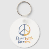 Porte-clés SYMBOLE PAIX Bleu Jaune Stand Avec L'Ukraine (Verso)