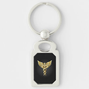 Porte-clés Symbole Polygonal Or Caduceus