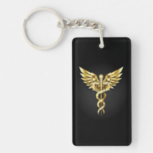 Porte-clés Symbole Polygonal Or Caduceus