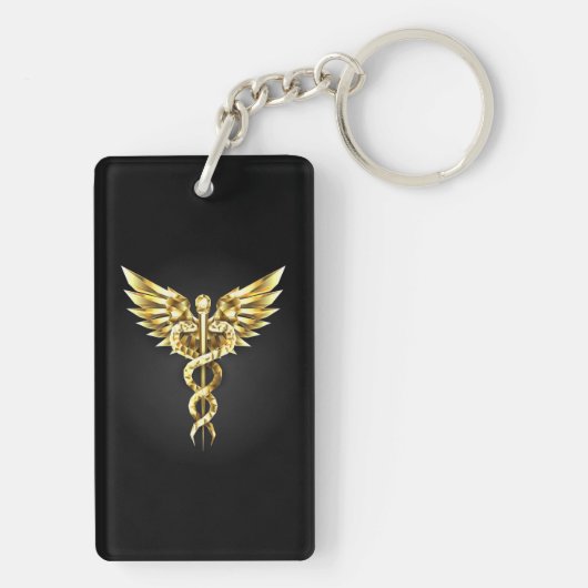Porte-clés Symbole Polygonal Or Caduceus (Dos)