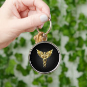 Porte-clés Symbole Polygonal Or Caduceus (Main)