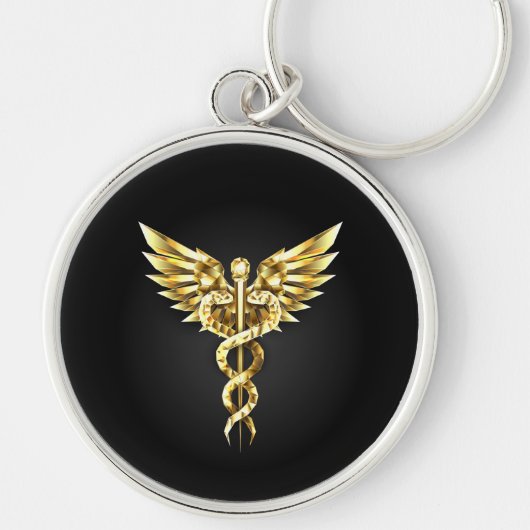 Porte-clés Symbole Polygonal Or Caduceus (Devant)