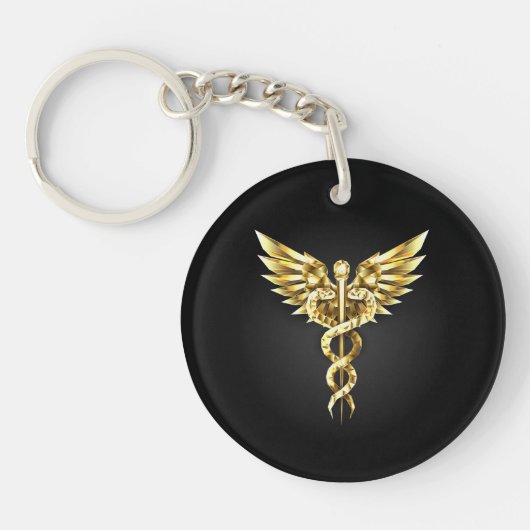 Porte-clés Symbole Polygonal Or Caduceus (Devant)