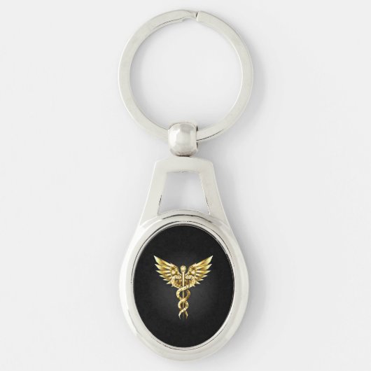 Porte-clés Symbole Polygonal Or Caduceus (Devant)