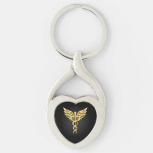 Porte-clés Symbole Polygonal Or Caduceus