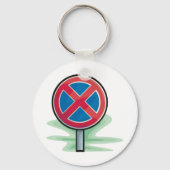 Porte-clés Symbole rouge bleu de la route de stationnement (Verso)