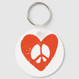 Porte-clés Symbole Rouge Grunge Coeur avec Paix