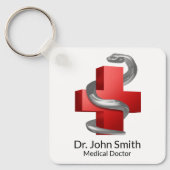 Porte-clés Symbole serpent serpent de Croix Médicale Rouge (Recto)