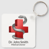 Porte-clés Symbole serpent serpent de Croix Médicale Rouge (Dos)