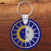 Porte-clés Symbole SOLEIL ET LUNE - or argent (Recto)