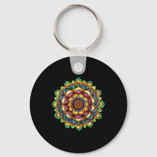 Porte-clés Symbole Spirituel de Yoga Harmonie Mandala Coloré