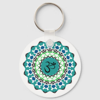 Porte-clés Symbole spirituel Mandala Yoga Om Symbole Turquois