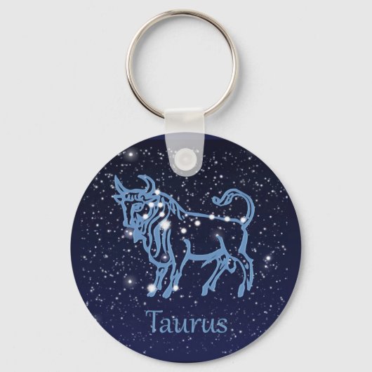 Porte-clés Symbole Taurus Constellation & Zodiaque avec étoil (Recto)