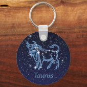 Porte-clés Symbole Taurus Constellation & Zodiaque avec étoil (Recto)